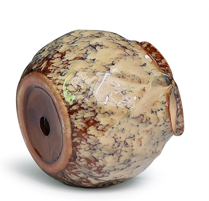 GeLive Owl Planter Ceramic Succulent Plant Pot Fun Animal Flower Container Decoration Tabletop Decor Windowsill Box with Drainage Hole (Round Owl Planter)