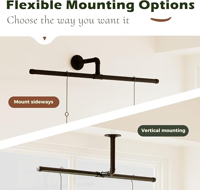 T-Shape Hanging Planters for Indoor Plants Plant Hanger Indoor Window Plant Shelves Hanging Plant Holder Black Metal Rod Ceiling Wall Mount(Pot & Plant Not Included)