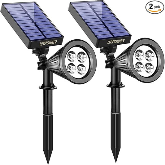 URPOWER Solar Lights Outdoor, Adjustable Solar Spot Lights Outdoor, 2-in-1 Waterproof Solar Landscape Spotlights Wall Light, Dusk-to-Dawn Solar Powered Outdoor Light for Garden, Yard, Pathway (2 Pack)