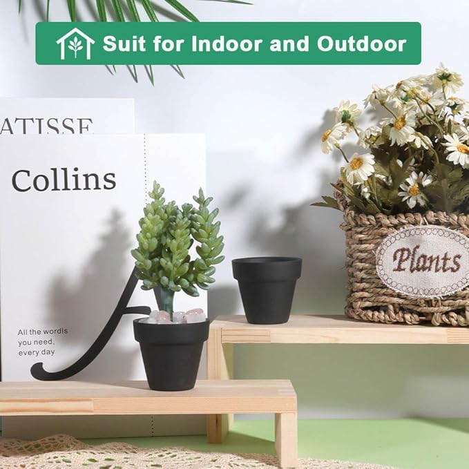 vensovo 48 Pcs Tiny Terracotta Pots - 2 inch Black Small Mini Clay Pots with Drainage Holes Flower Nursery Terra Cotta Pots for Indoor/Outdoor Succulent Plants, Crafts, Wedding Favor