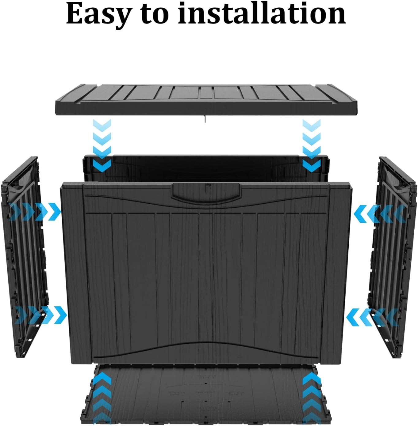 50 Gallon Heavy Duty Outdoor Deck Box with Lockable Lid, All Weather Waterproof Storage for Patio Cushions, Pool Toys, Garden Tools - Rust-Proof Resin Design (Black)