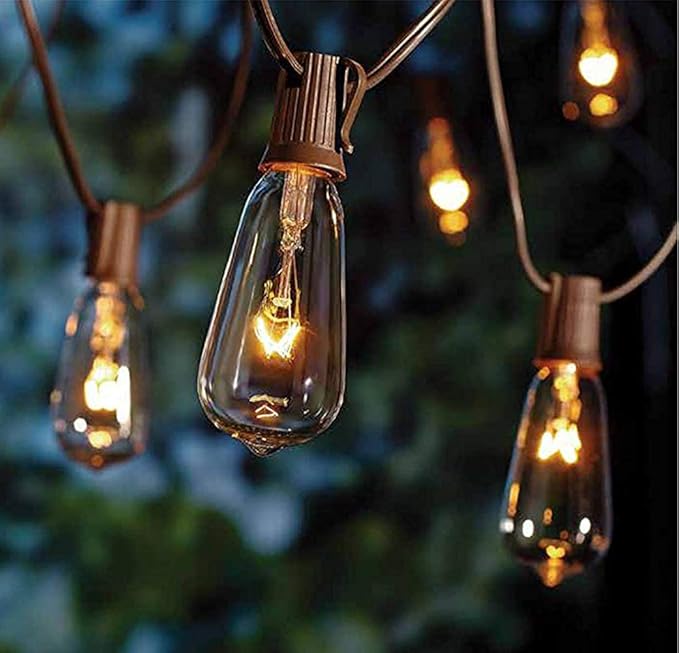 GOOTHY 10Ft Outdoor String Lights with 11 Clear Edison Bulbs (1 Spare) C9/E17 Base, ST40 Vintage Patio Stirng Lights Connectable Bistro Lights UL Listed for Backyard Wedding Garden Decor- Brown