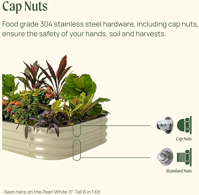 Vego garden Raised Garden Bed Kit, 11" Tall 6 in 1 Modular Metal Raised Planter Bed for Vegetables Flowers Patio Ground Planter Box, Modern Gray