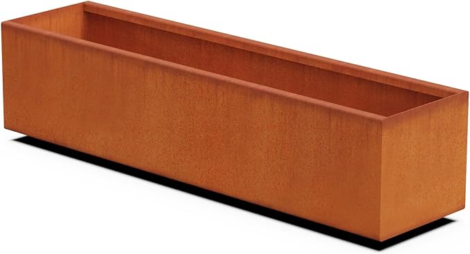 4 FT Corten Steel Planter Box – 48-Inch Large Rectangular Planter for Outdoor Plants | Heavy Duty Metal Garden Bed | Made in USA, Fully Assembled