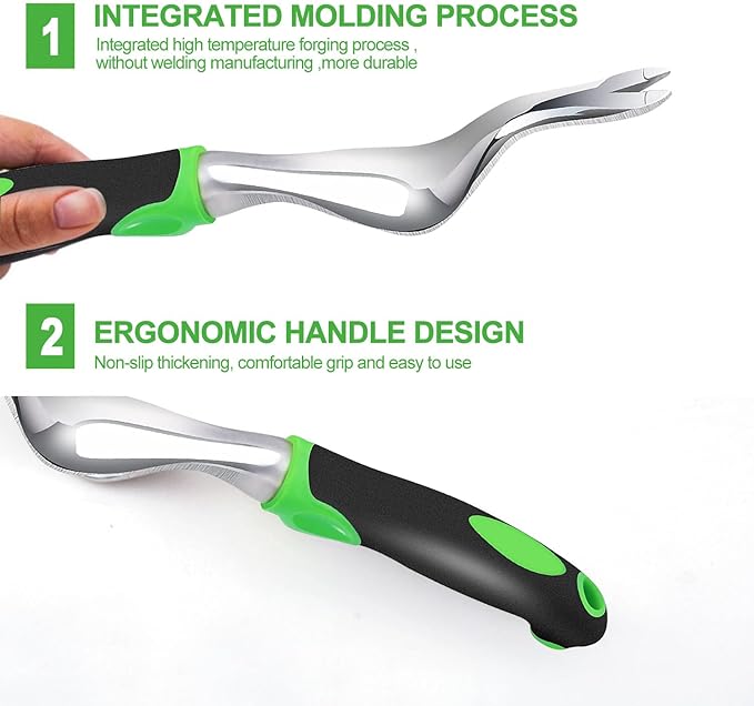 Kynup Garden Tools, Pitchforks, Garden Tools, Weeder Aluminum with Soft Rubberized Non-Slip Handle, Durable Garden Hand Tools Garden Gifts for Men Women