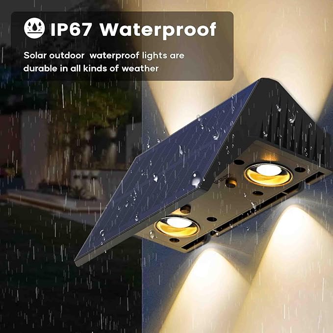 Fence Lights Solar Powered, 12-Pack Solar Fence Lights Up/Down Flexible Buttons, IP67 Waterproof for Outdoor, 120LM Bright, Auto Dusk to Dawn for Wall/Stairs/Yard/Railing/Deck/Pathway (White & RGB)