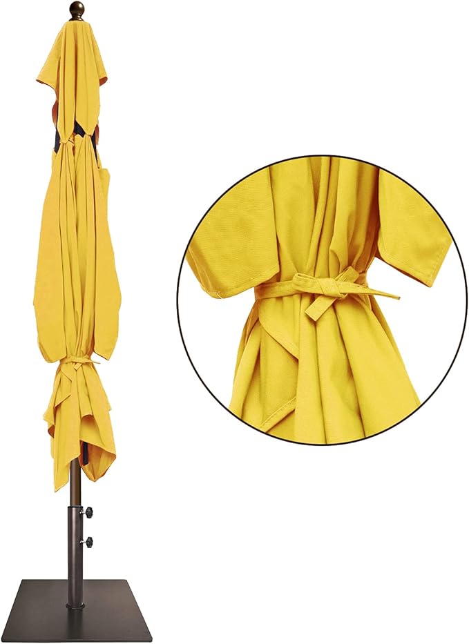 EliteShade USA 10-Year-Non-Fading 6.5x10Ft Rectangular Market Umbrella Patio Umbrella Outdoor Table Umbrella with Ventilation, Sunflower Yellow