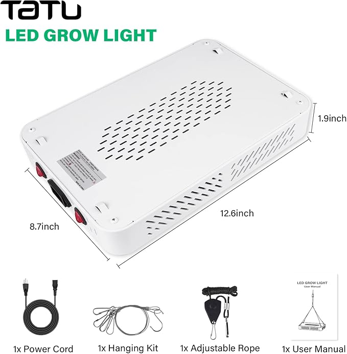 TATU 1000w LED Grow Light for Indoor Plants, Full Spectrum Plant Light Growing Lamp for Hydroponic Indoor Plant Veg and Flower for Grow Tent (Actual Power 100W=1000W HPS)