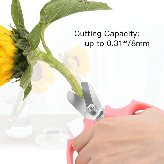 Flower Scissors, Strong Floral Shears,3PCS Premium Steel Garden Pruning Shears Floral Fruits Leaf Scissors Hand Pruner Snip Trimming Tool for Gardening Flower Arrangement, Pink