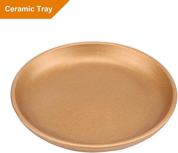 8 Inch Ceramic Plant pots (Set of 2), 8 Inch 7 Inch Modern Flower Planter, Gold Marble Gardening Pots with Drainage Hole and Saucer for Outdoor Indoor Yard Garden Home Office Decoration.