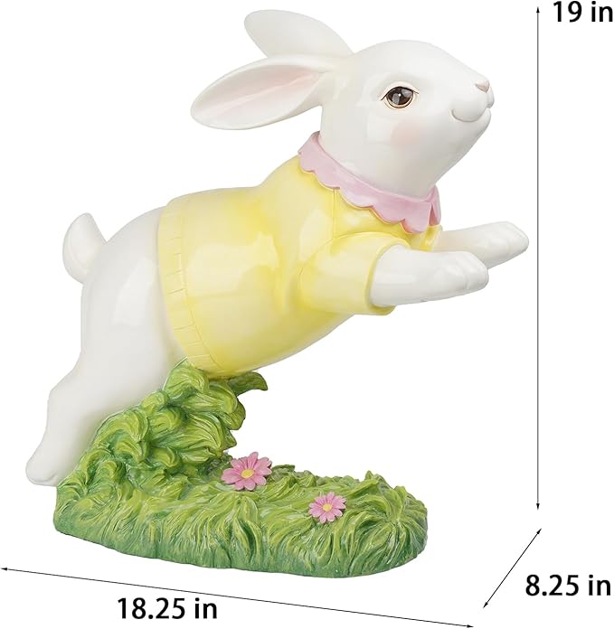Braxio Bunny Decor Garden Outdoor Statues - Resin Large Leaping Bunny Decor Rabbit Statue Easter Decorations Garden Decor for Outside Yard 18.25 * 8.25 * 19 Inch