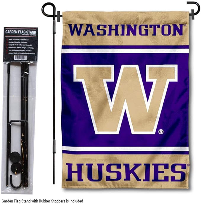 College Flags & Banners Co. Washington Huskies Garden Flag with Stand Holder