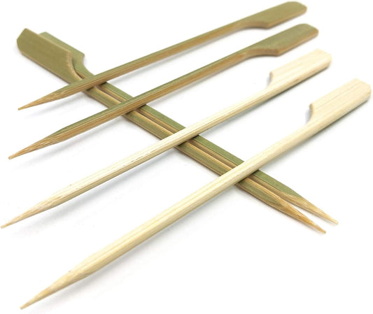 HOPELF 7 inch Bamboo Paddle Picks Skewers for Cocktail，Fruit Kabobs，BBQ，Kitchen，Grilling，Barbeque Snacks.Wood pick More Size Choices 3.5''/ 4.7''/ 7''/ 10'' (Pack of 100)