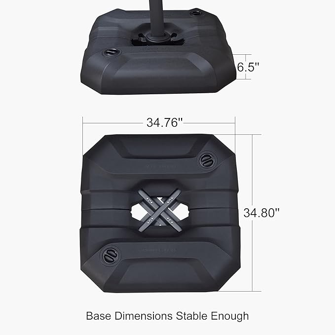 PURPLE LEAF 8 Feet Outdoor Square Cantilever Umbrella Patio Umbrella with Base Aluminum Offset Umbrella with 360-degree Rotation for Garden Deck Pool Patio Taupe