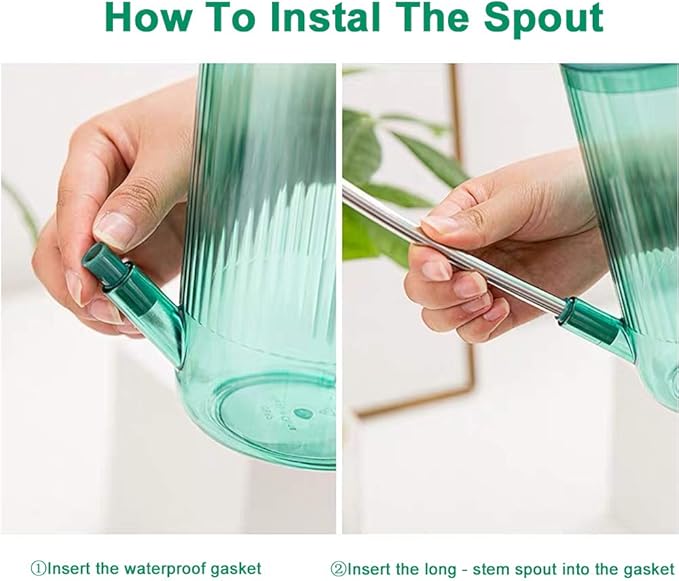 Long Spout Watering Can Indoor, Small Watering Cans for House Plants, Flowers, Succulents 33.8oz(Green)