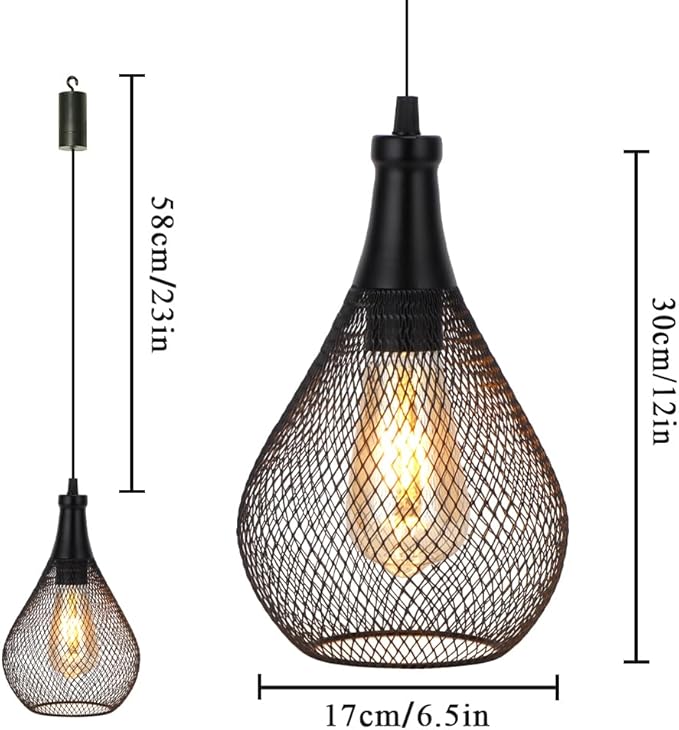 JHY DESIGN Hanging Lamp Battery Operated Cordless Hanging Light Great for Parties Patio Events for Indoors Outdoors(Teardrop Shape)