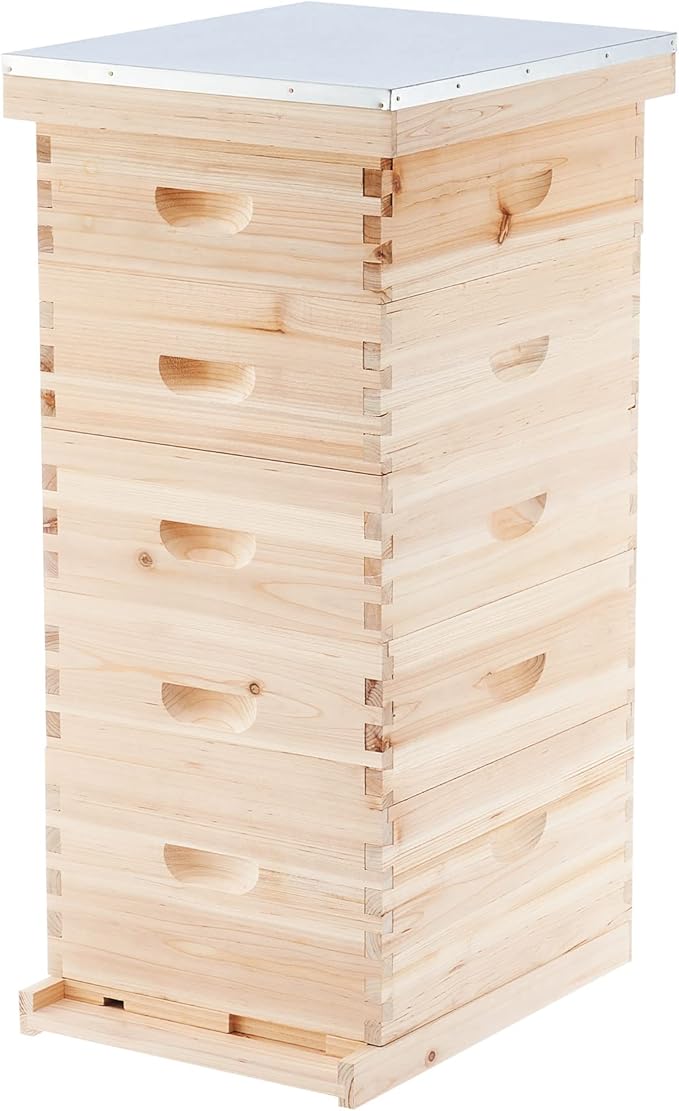 CREWORKS 5 Layer Bee Hive, Beehive for Honey, Bee Box Beekeeping Supplies, Hive Kit for Starter Beekeeper (No Frames)