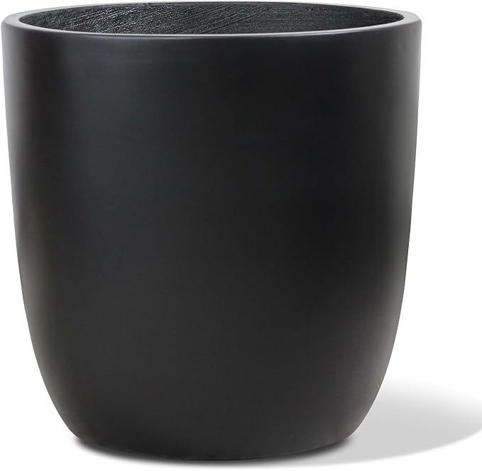 Concrete Planter Outdoor Indoor, Large Cement Plant Pots for Trees Flowers (Black, 18 inch)