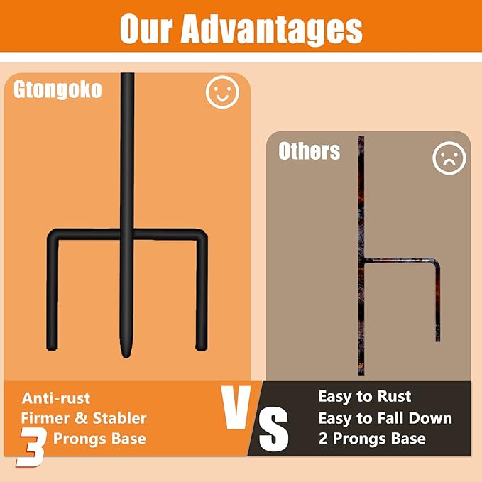 Gtongoko 8 Pack Shepherds Hooks for Outdoor 32 Inch Garden Hooks for Hanging Plants, Lanterns, Bird Feeders, Solar Lights, Mason Jars, Weddings Decor, Adjustable, Matte Black