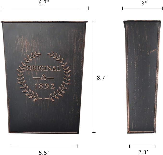 LESEN Rustic Metal Wall Planter Country Home Hanging Wall Vase Pocket for Plants or Flower Indoor or Outdoor Farmhouse Wall Decor,Set of 2