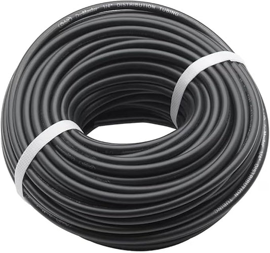 Rocky Mountain Goods Drip Irrigation Tubing - Heavy Duty Blank Drip Hose Ready for Custom Drip Irrigation Setup - Works with 1/4” Barbed Fittings - Black PVC - Easy to Use (100 Foot 1/4")