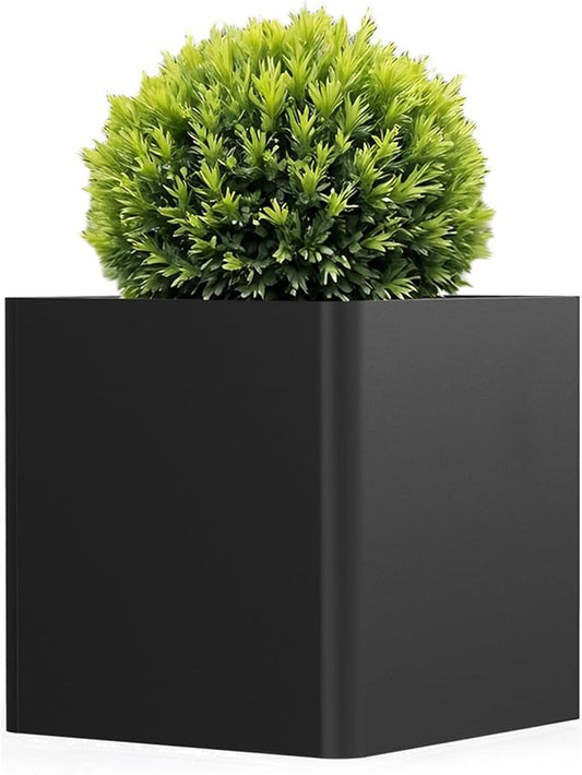 Large Metal Square Planter 26" L x 26" W x 26" H, Heavy Duty Black Large Outdoor Planters with Drainage Hole for Porch/Patio/Garden