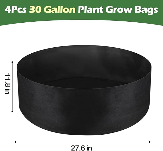 LBTING 4Pcs 30 Gallon Plant Grow Bags, Fabric Raised Planting Bed Heavy Duty Non-Woven Fabric Planter Pots for Garden Vegetables Flowers