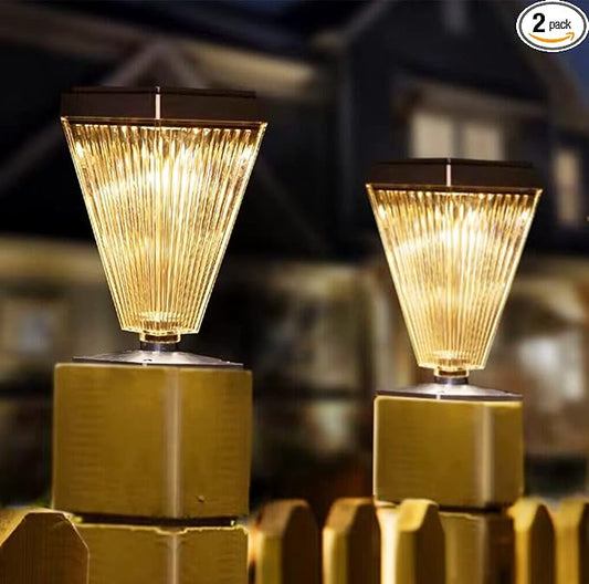 2 Pack Solar Post Lights Outdoor Waterproof IP65 Solar Fence Post Pillar Lights Landscape Stake Decorative Fence Yard Patio Walkway Pathway Light Up to 12 Hrs