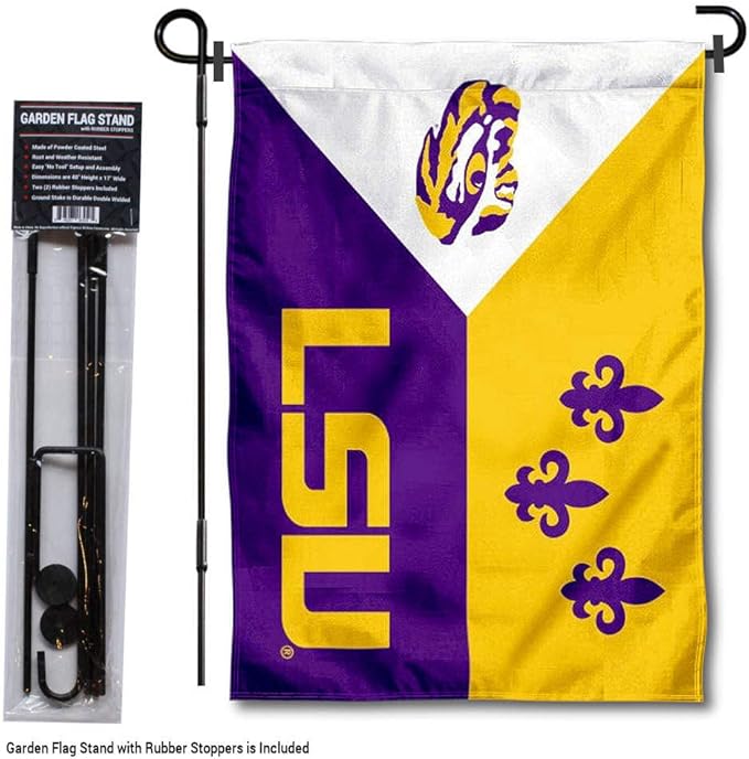 College Flags & Banners Co. Louisiana State LSU Tigers Acadian Garden Flag with Pole Stand Holder