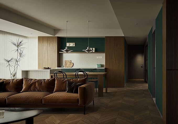 Dimoon 118''x15.7'' Emerald Dark Skin Peel and Stick Wallpaper Contact Paper Modern Self Adhesive Wall Paper Removable Renter Friendly Textured Solid Vinyl Roll (118''x15.7'',Emerald Dark Skin)