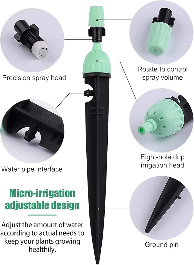 Kalolary 1/4 Inch Drip Irrigation Emitters, 20PCS Micro Spray Irrigation Drippers for 4/7mm Tube Adjustable 360 Degree Water Flow Sprinklers Garden Irrigation Sprayer for Potted Plants Watering System