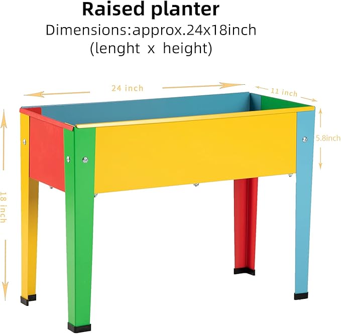 Raised Garden Bed With Legs, Galvanized Planter Box for Herbs and Vegetables (Multi-Colored)