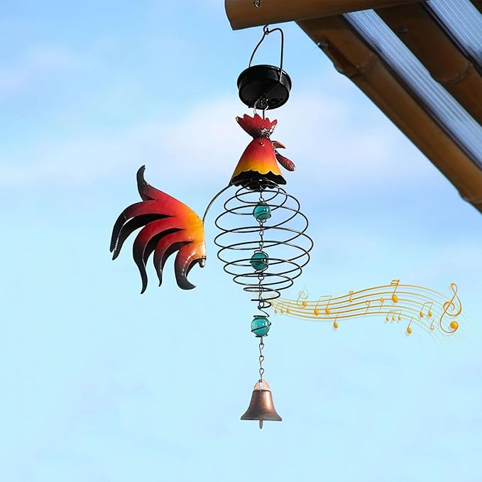 Solar Garden Decor for Outside, Solar Lanterns Outdoor Waterproof, Chicken Lamp Hanging Light for Porch Decoration, Yard Art, Unique Wind Chimes Gift for Women Mom Grandma