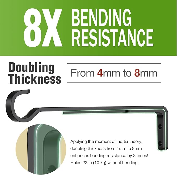 10 Inch 2 Pack Black Heavy Duty Outdoor Plant Hangers for Hanging Baskets, Iron Hanging Plant Brackets for Hanging Plants Outside, Metal Plant Hooks Plant Wall Hooks for Hanging Lantern, Bird Feeder
