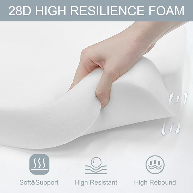 LVTXIII Patio Chair Cushions 22"x22"x3", Water-Repellent Outdoor Seat Cushions for Patio Furniture, Square Chair Pads with Ties for Home Garden Decoration, Set of 2, Stripe Onyx