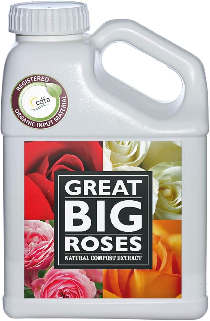 Great Big Roses – Soil and Rose Fertilizer Booster to Grow The Best Roses and Flowers; Rose Food Compost Extract for Rose Bush, 1 Gallon Concentrate (Makes 32 Gallons)