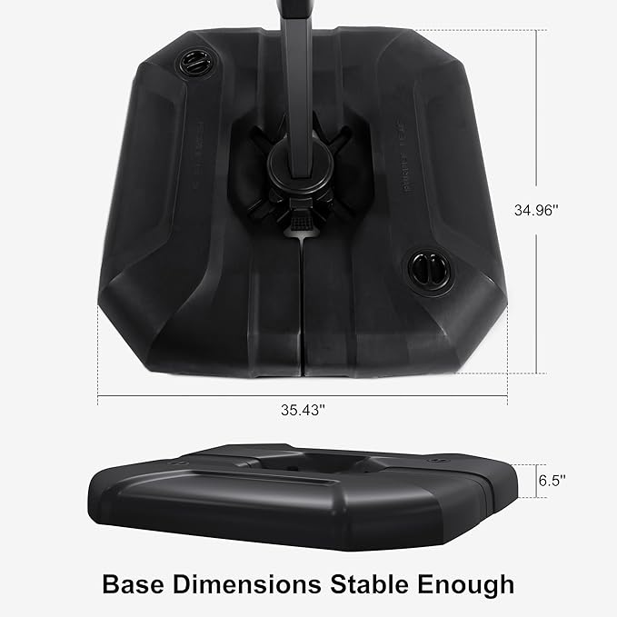 PURPLE LEAF 11 Feet Patio Round Cantilever Umbrella with Base Outdoor Aluminum Offset Umbrella with 360-degree Rotation for Pool Patio Garden Deck Navy Blue