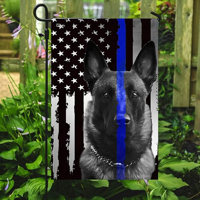 Flags-Belgian Malinois. Police Dog. K9 Flag THB2142F, Garden Flag (11.5" x 17.5")-USA House Garden Flags Premium Polyester-Decorative Outdoor Flags