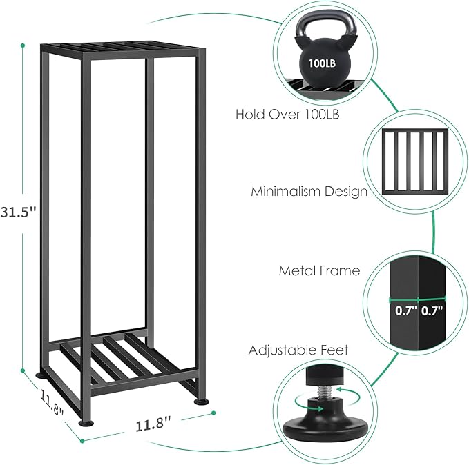 Plant Stand Indoor Outdoor, Wrought Iron Plant Stands 2 Tier Heavy Duty Metal Pedestal Stand Decorative Flower Stand for Patio Garden Deck Living Room