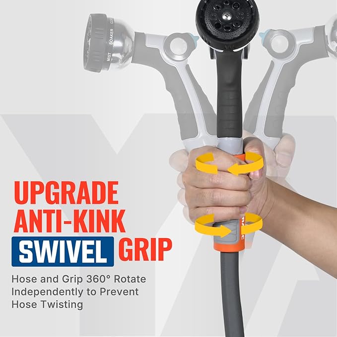 YAMATIC Short Garden Hose 5/8 in x 5 ft with Swivel Handle, Super Flexible Leader Hose for Hose Reel, All-weather, Lightweight, Burst 600 PSI, Grey