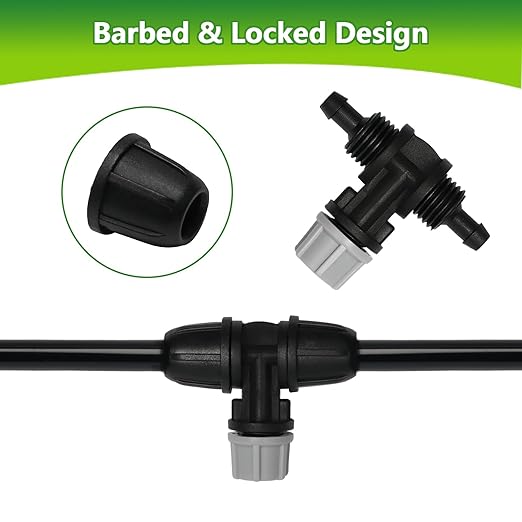 24 Pcs Upgraded Micro Spray Irrigation Drippers for 1/4" Drip Tubing, Adjustable Three-Way Atomizing Nozzle Irrigation Emitters Tee Misting Drippers for Drip Sprinkler Systems