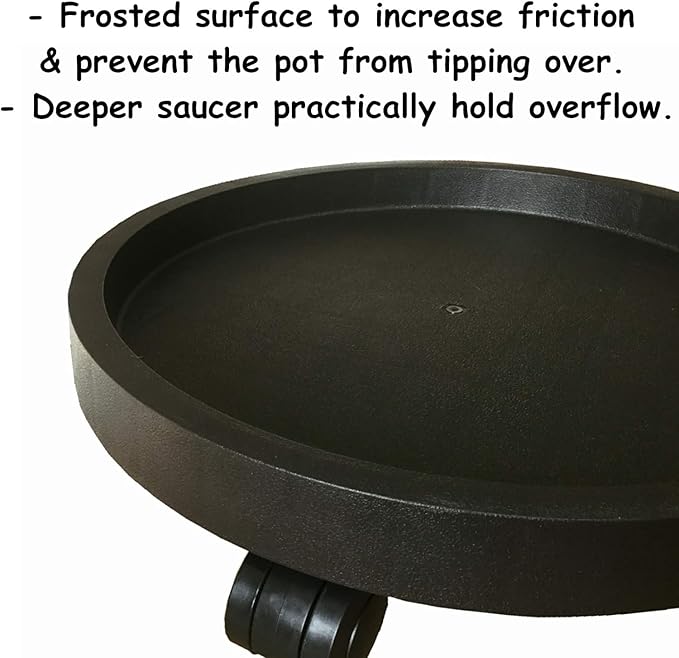 WanderingDonkey 2 Pack of 14 Inch Heavy Duty Plant Caddy with Wheels,Rolling Plant Stand Pot Trolley, Potted Flower Mover Dolly with Casters Round Coaster for Indoor Outdoor, Brown