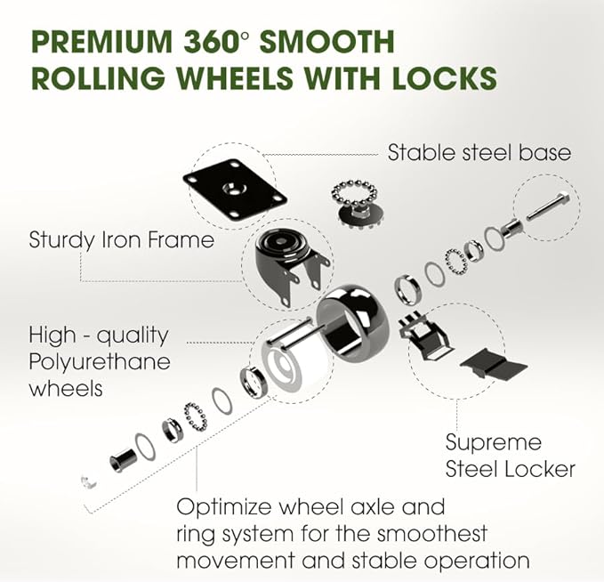 Idzo 16inches Capacity 500lbs Wood Plant Caddy With Wheels Heavy Duty, Acacia Hardwood Plant Dolly, Plant Stand with 360° Lockable Wheels for Plant Pots, Heavy Objects Hauling - Natural Wood