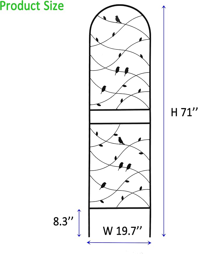 Metal Garden Trellis Rustproof Trellis for Climbing Plants Outdoor Flower Support Bird Deco (Black-4 Pack, 71"x19.7")