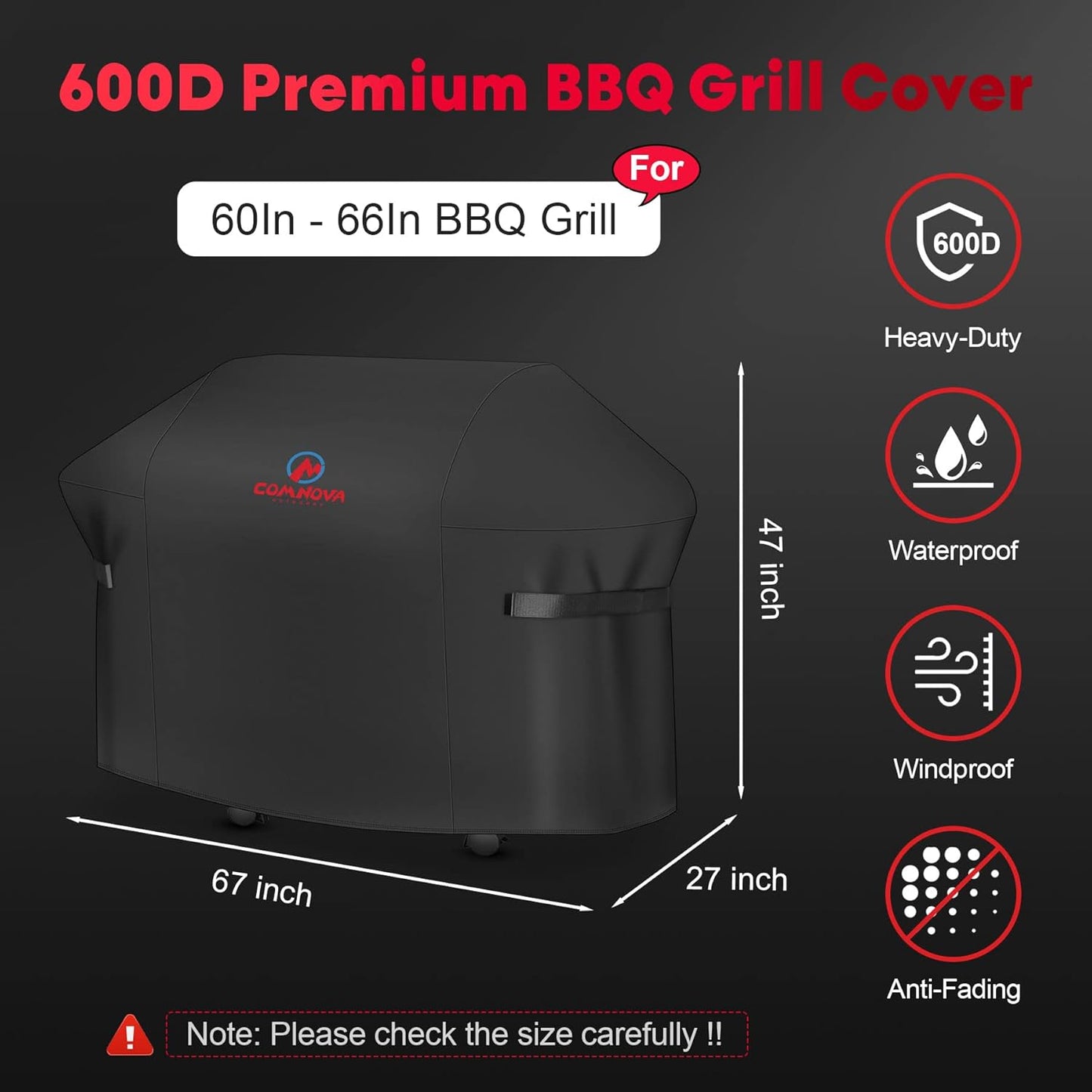 Comnova Grill Cover for Weber Summit 400 Series - 67 Inch BBQ Grill Cover Heavy Duty & Waterproof, 7108 Barbecue Cover for Weber Summit 470, Summit 420, 2022 Genesis S-325s and E-325s Grill Models