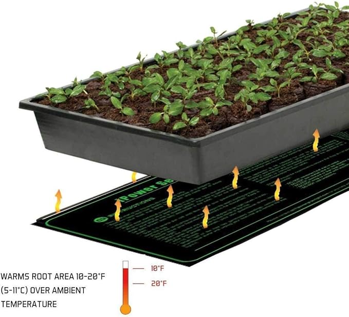 iPower GLHTMTL-A 48" x 20" Waterproof Durable Seedling Heat Mat Warm Hydroponic Plant for Indoor Gardening Germination Starting, Black