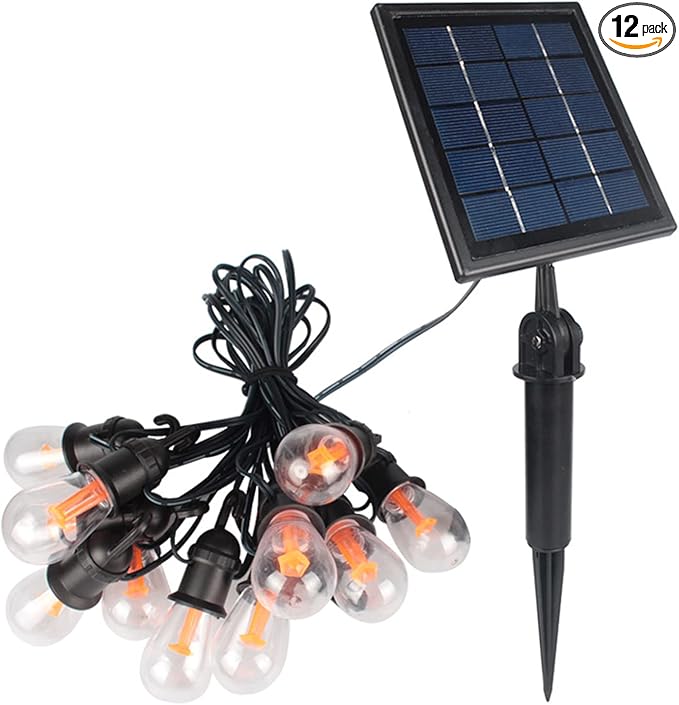 Luwint 27ft Solar String Lights - 12 Bulbs, Waterproof Fairy Hanging Lights for Outdoor Patio, Garden, Yard, and Deck Decoration - Solar Powered LED Lights