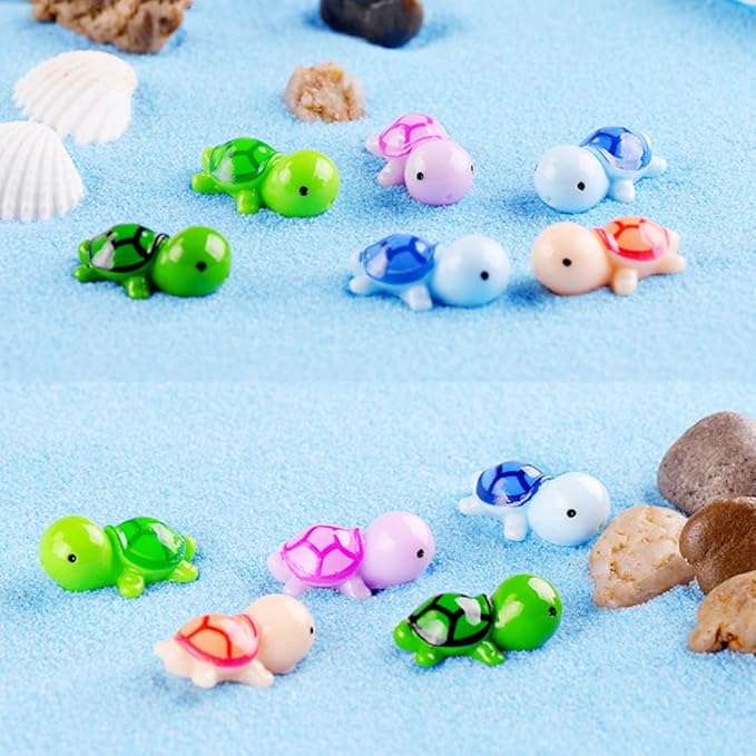 150 Pcs Miniature Sea Turtle Figurine Tiny Sea Turtles Mini Turtle Statue Animal Figure Sea Turtle for DIY Garden Decoration Fish Tank Cake Home Decor
