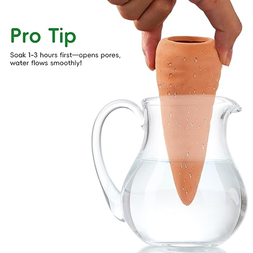 Terracotta Watering Spikes 4 Pcs – Eco Self‑Watering Stakes for Wine Bottles, Slow‑Release Watering System for House & Garden