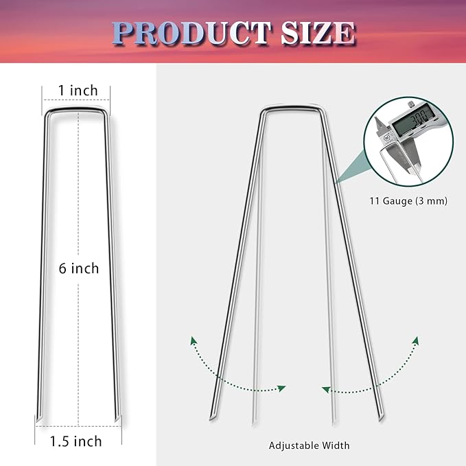 Gtongoko 120 Pack Galvanized Landscape Staples Garden Stakes Plant Cover Stakes 6 Inch 11 Gauge Lawn Staples Fence Stakes Ground Stakes for Landscaping Securing Weed Barrier Fabric